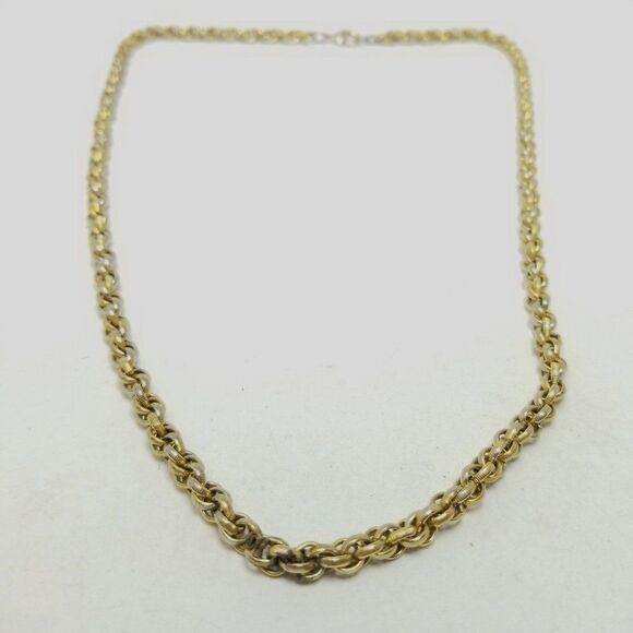 Vintage Gold Tone Rope Chain Necklace, Night Length, Classic Style, Estate - Picture 1 of 5